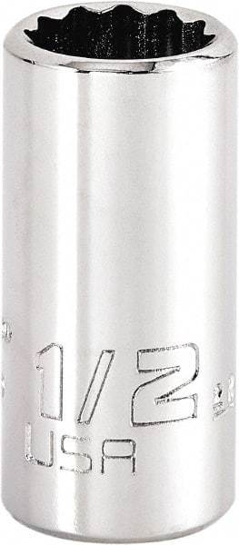 Proto - 1/2", 3/8" Drive, Intermediate Hand Socket - 12 Points, 1-15/64" OAL, Steel, Full Polish Finish - Best Tool & Supply