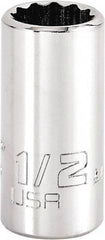 Proto - 1/2", 3/8" Drive, Intermediate Hand Socket - 12 Points, 1-15/64" OAL, Steel, Full Polish Finish - Best Tool & Supply