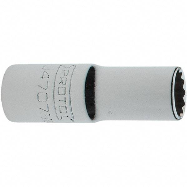 Proto - 1/4" Drive, Intermediate Hand Socket - 12 Points, 1-17/64" OAL, Steel, Full Polish Finish - Best Tool & Supply