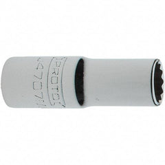 Proto - 1/4" Drive, Intermediate Hand Socket - 12 Points, 1-17/64" OAL, Steel, Full Polish Finish - Best Tool & Supply