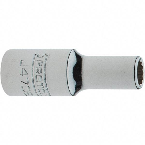 Proto - 1/4" Drive, Intermediate Hand Socket - 12 Points, 1-17/64" OAL, Steel, Full Polish Finish - Best Tool & Supply