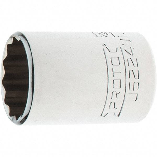 Proto - 3/8" Drive, Intermediate Hand Socket - 12 Points, 1-25/32" OAL, Steel, Full Polish Finish - Best Tool & Supply