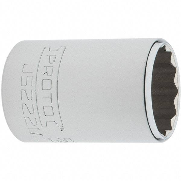 Proto - 3/8" Drive, Intermediate Hand Socket - 12 Points, 1-25/32" OAL, Steel, Full Polish Finish - Best Tool & Supply