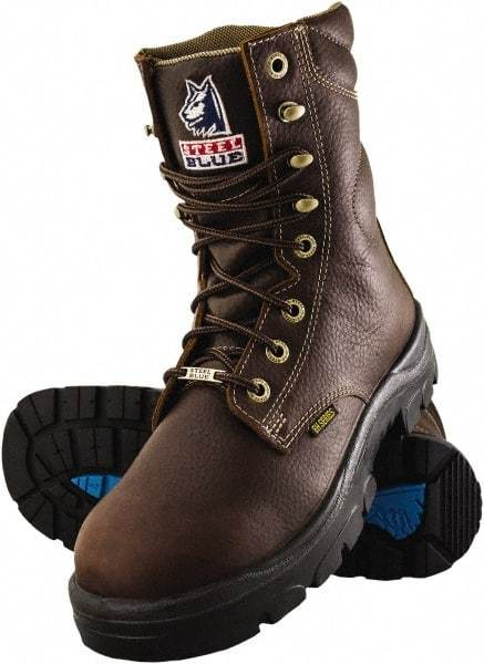 Steel Blue - Men's Size 10 Wide Width Steel Work Boot - Oak, Leather Upper, TPU Outsole, 8" High, Lace-Up - Best Tool & Supply