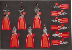 Proto - 12 Piece, 1/4 to 5-7/8" Bore, 1/4 to 5-7/8" Shaft, Convertible Retaining Ring Pliers Set - 0.038 to 0.09" Tip Diam Range, Comes in 23 x 16 Foam Insert - Best Tool & Supply