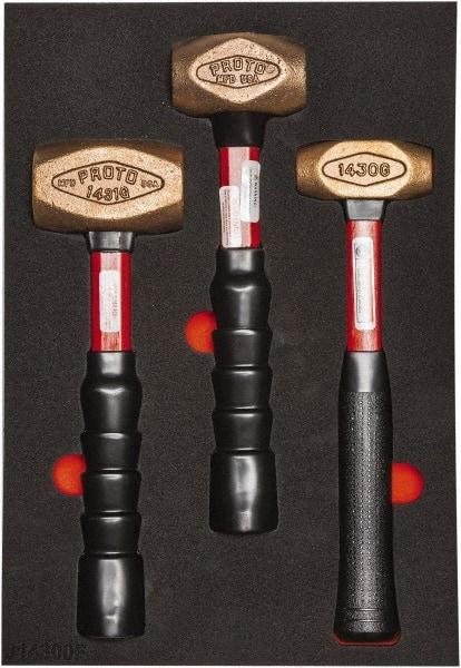 Proto - 3 Piece, 2-5/8, 1-1/2, 1 Lb Head Weight, Dead Blow Hammer Set - 12" OAL, Fiberglass Handles - Best Tool & Supply