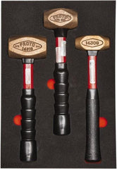 Proto - 3 Piece, 2-5/8, 1-1/2, 1 Lb Head Weight, Dead Blow Hammer Set - 12" OAL, Fiberglass Handles - Best Tool & Supply