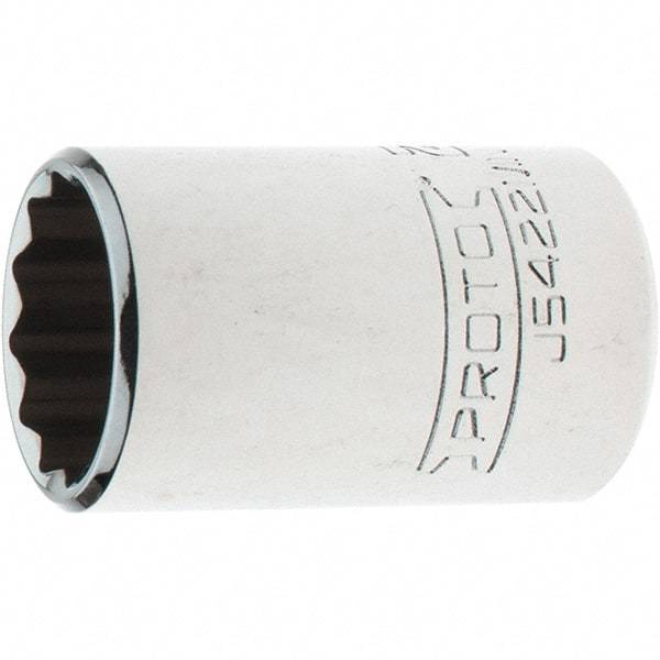 Proto - 1/2" Drive, Standard Hand Socket - 12 Points, 1-35/64" OAL, Steel, Chrome Finish - Best Tool & Supply