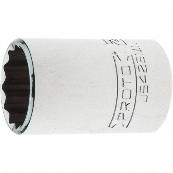 Proto - 1/2" Drive, Standard Hand Socket - 12 Points, 1-13/16" OAL, Steel, Chrome Finish - Best Tool & Supply