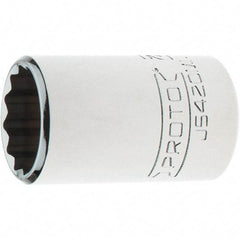 Proto - 1/2" Drive, Standard Hand Socket - 12 Points, 1-3/4" OAL, Steel, Chrome Finish - Best Tool & Supply