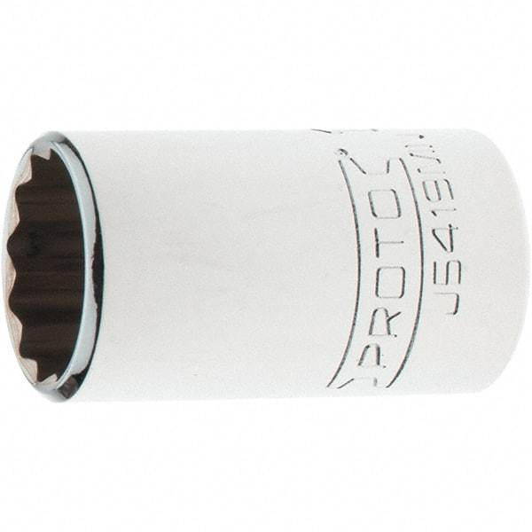 Proto - 1/2" Drive, Standard Hand Socket - 12 Points, 1-3/4" OAL, Steel, Chrome Finish - Best Tool & Supply