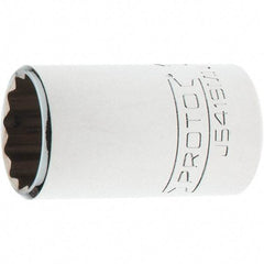 Proto - 1/2" Drive, Standard Hand Socket - 12 Points, 1-3/4" OAL, Steel, Chrome Finish - Best Tool & Supply