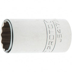 Proto - 1/2" Drive, Standard Hand Socket - 12 Points, 1-47/64" OAL, Steel, Chrome Finish - Best Tool & Supply