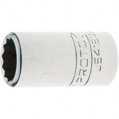 Proto - 1/2" Drive, Standard Hand Socket - 12 Points, 1-5/8" OAL, Steel, Chrome Finish - Best Tool & Supply