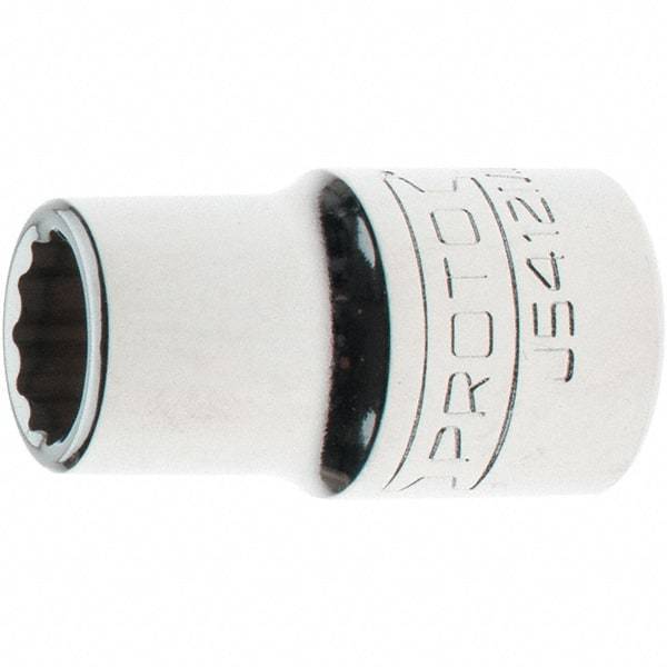 Proto - 1/2" Drive, Standard Hand Socket - 12 Points, 1-17/32" OAL, Steel, Chrome Finish - Best Tool & Supply