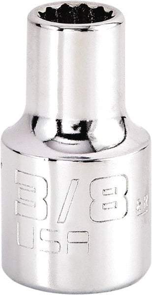 Proto - 3/8", 1/2" Drive, Standard Hand Socket - 12 Points, 1-17/32" OAL, Steel, Chrome Finish - Best Tool & Supply