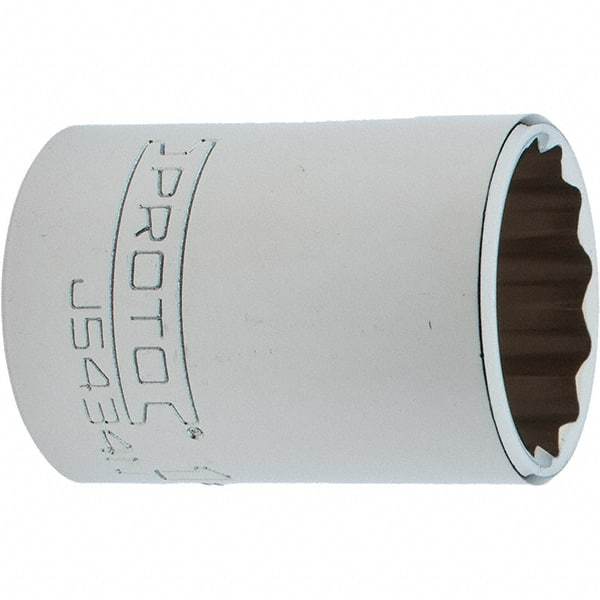 Proto - 1-1/16", 1/2" Drive, Standard Hand Socket - 12 Points, 1-61/64" OAL, Steel, Chrome Finish - Best Tool & Supply