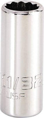 Proto - 11/32", 1/4" Drive, Standard Hand Socket - 12 Points, 1-15/64" OAL, Steel, Chrome Finish - Best Tool & Supply