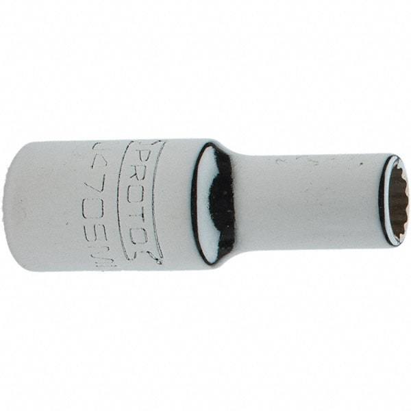 Proto - 1/4" Drive, Standard Hand Socket - 12 Points, 1-17/64" OAL, Steel, Chrome Finish - Best Tool & Supply