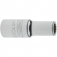 Proto - 1/4" Drive, Standard Hand Socket - 12 Points, 1-17/64" OAL, Steel, Chrome Finish - Best Tool & Supply