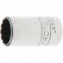 Proto - 1/4" Drive, Standard Hand Socket - 12 Points, 1-17/64" OAL, Steel, Chrome Finish - Best Tool & Supply