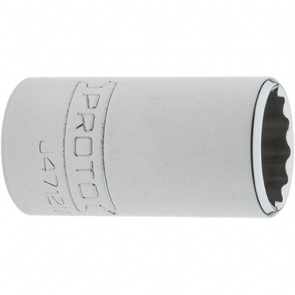 Proto - 1/4" Drive, Standard Hand Socket - 12 Points, 1-17/64" OAL, Steel, Chrome Finish - Best Tool & Supply