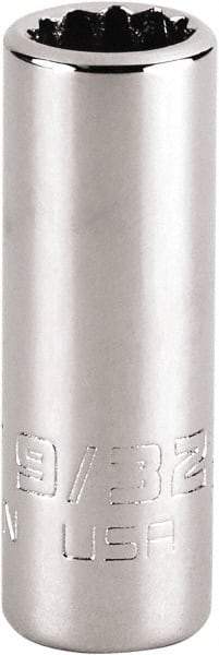 Proto - 9/32", 1/4" Drive, Standard Hand Socket - 12 Points, 1-15/64" OAL, Steel, Chrome Finish - Best Tool & Supply