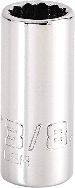 Proto - 3/8", 1/4" Drive, Standard Hand Socket - 12 Points, 1-15/64" OAL, Steel, Chrome Finish - Best Tool & Supply