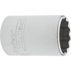 Proto - 1/2" Drive, Standard Hand Socket - 12 Points, 1-7/8" OAL, Steel, Chrome Finish - Best Tool & Supply