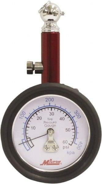 Milton - 0 to 60 psi Dial Ball Tire Pressure Gauge - 2 psi Resolution - Best Tool & Supply