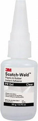 3M - 0.71 oz Tube Clear Instant Adhesive - Series Part Number PR Gel, 30 to 60 sec Working Time, 24 hr Full Cure Time - Best Tool & Supply