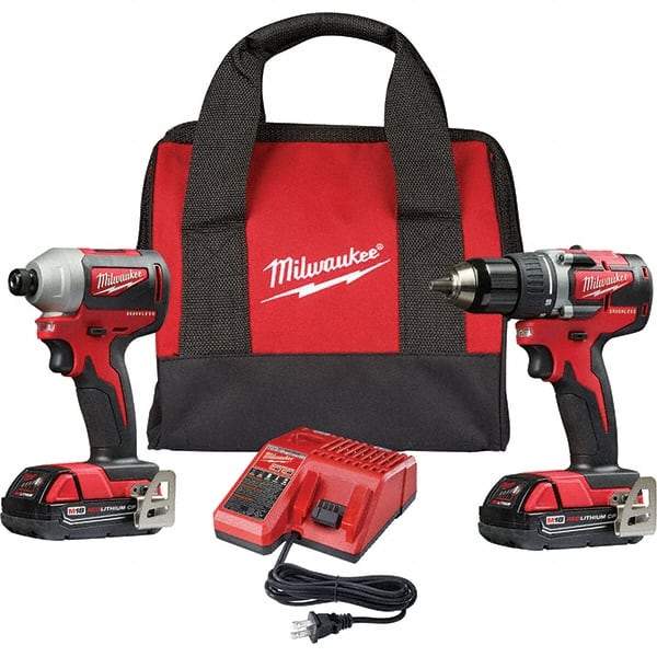 Milwaukee Tool - 18 Volt Cordless Tool Combination Kit - Includes Brushless Compact Drill/Driver & Brushless 1/4" Impact Driver, Lithium-Ion Battery Included - Best Tool & Supply