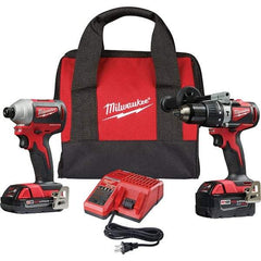 Milwaukee Tool - 18 Volt Cordless Tool Combination Kit - Includes 1/2" Brushless Hammer Drill/Driver & Brushless 1/4" Impact Driver, Lithium-Ion Battery Included - Best Tool & Supply