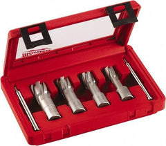 Milwaukee Tool - 4 Piece, 9/16 to 15/16" Cutter Diam, 1-3/8" Cutting Depth, Carbide-Tipped Annular Cutter Set - 9/16, 11/16, 13/16, 15/16" Cutter Diam - Best Tool & Supply