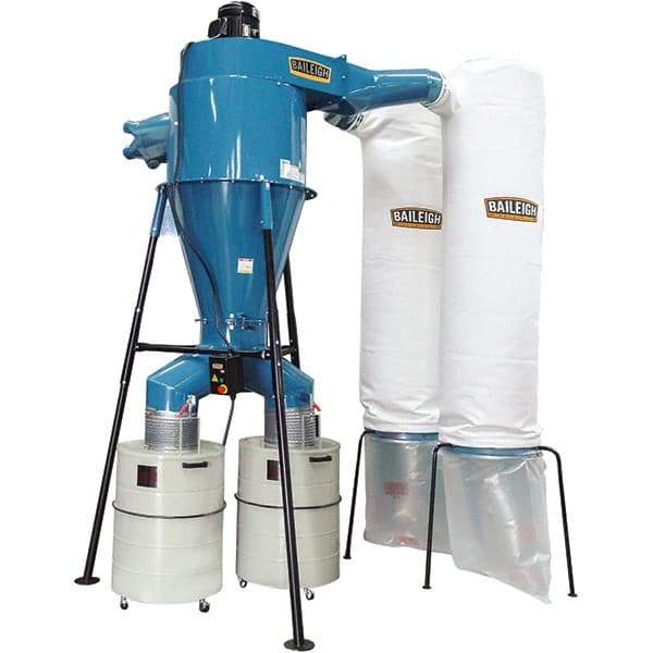 Baileigh - 1µm, 440 Volt Pedestal Mount Dust Collector - 85" Long x 65" Deep x 148" High, 4" Connection Diam, 6,000 CFM Air Flow, 17" Static Pressure Water Level - Best Tool & Supply