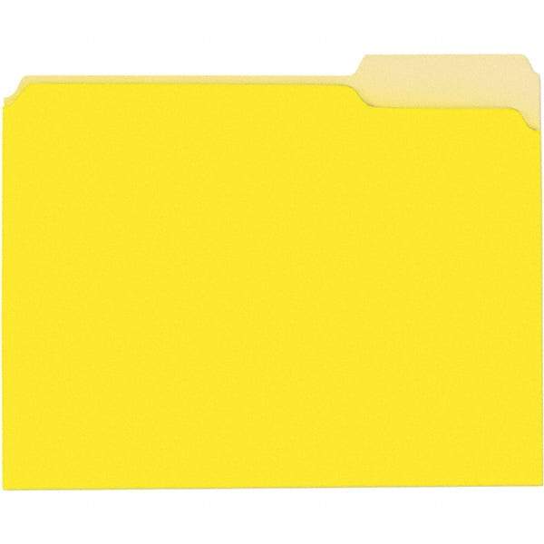 UNIVERSAL - 9-5/8 x 11-3/4", Letter Size, Yellow, File Folders with Top Tab - 11 Point Stock, 1/3 Tab Cut Location - Best Tool & Supply