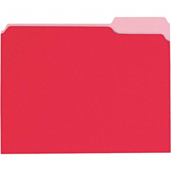 UNIVERSAL - 9-5/8 x 11-3/4", Letter Size, Red, File Folders with Top Tab - 11 Point Stock, 1/3 Tab Cut Location - Best Tool & Supply