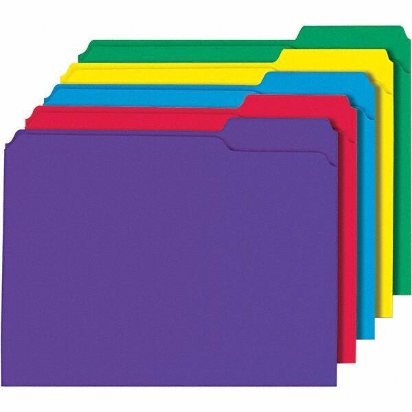 Universal One - 9-5/8 x 11-3/4", Letter Size, Assorted Colors, File Folders with Top Tab - 11 Point Stock, 1/3 Tab Cut Location - Best Tool & Supply