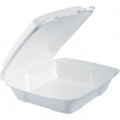 DART - 9-3/8 x 9-3/8 x 3" Foam Hinged Lid Containers - White - Best Tool & Supply