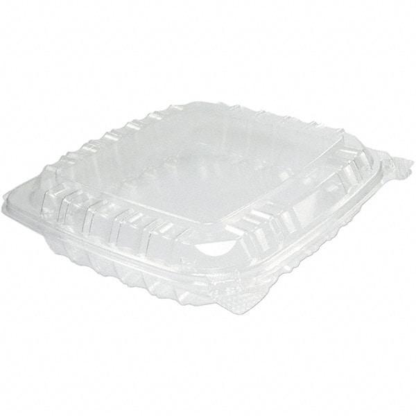 DART - 8-5/16 x 8-5/16 x 2" Plastic Hinged Container - Clear - Best Tool & Supply