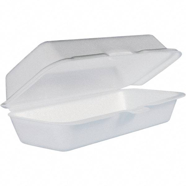 DART - 7-1/10 x 3-4/5 x 2-3/10" Foam Hot Dog Container with Hinged Lid - White - Best Tool & Supply