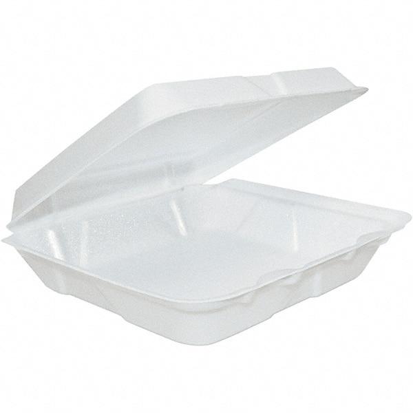 DART - 8 x 8 x 2-1/4" Foam Hinged Lid Containers - White - Best Tool & Supply