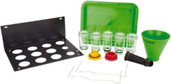 OEM Tools - 16 oz Capacity Plastic Funnel Set - 5" Mouth OD, 3-3/4" Straight Spout, Green & Clear - Best Tool & Supply