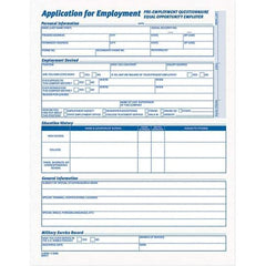 TOPS - 25 Sheet, 17 x 11", Employment Application Form - Purple & White - Best Tool & Supply