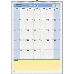 AT-A-GLANCE - 12 Sheet, 12 x 17", Wall Calendar - Blue & Yellow - Best Tool & Supply