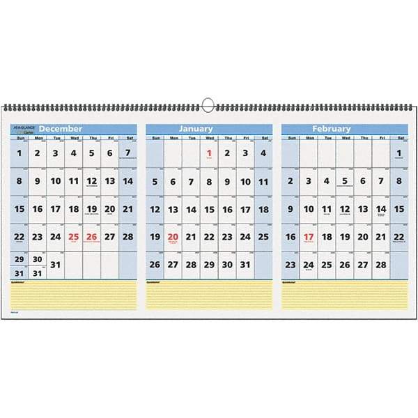 AT-A-GLANCE - 8 Sheet, 23-1/2 x 12", Wall Calendar - White - Best Tool & Supply