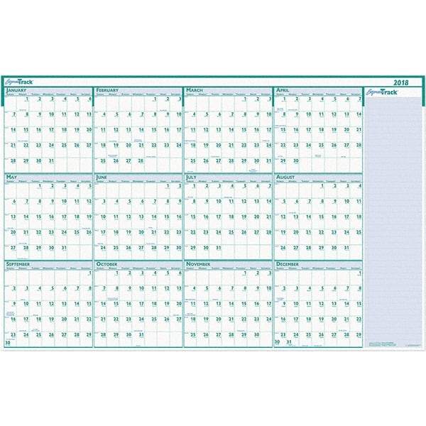 House of Doolittle - 1 Sheet, 24 x 37", Erasable Wall Calendar - White & Teal - Best Tool & Supply