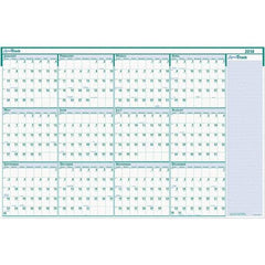 House of Doolittle - 1 Sheet, 24 x 37", Erasable Wall Calendar - White & Teal - Best Tool & Supply