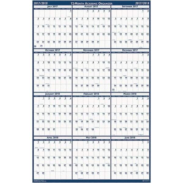 House of Doolittle - 1 Sheet, 24 x 37", Erasable Wall Calendar - Blue & Gray - Best Tool & Supply