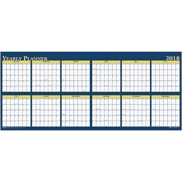 House of Doolittle - 1 Sheet, 60 x 26", Erasable Wall Planner - Yellow & Blue - Best Tool & Supply